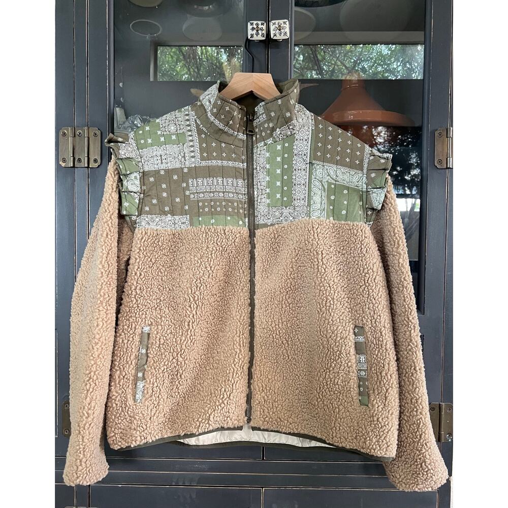 Driftwood Fleece Sherpa Jacket - Olive Bandana - Large - NWT